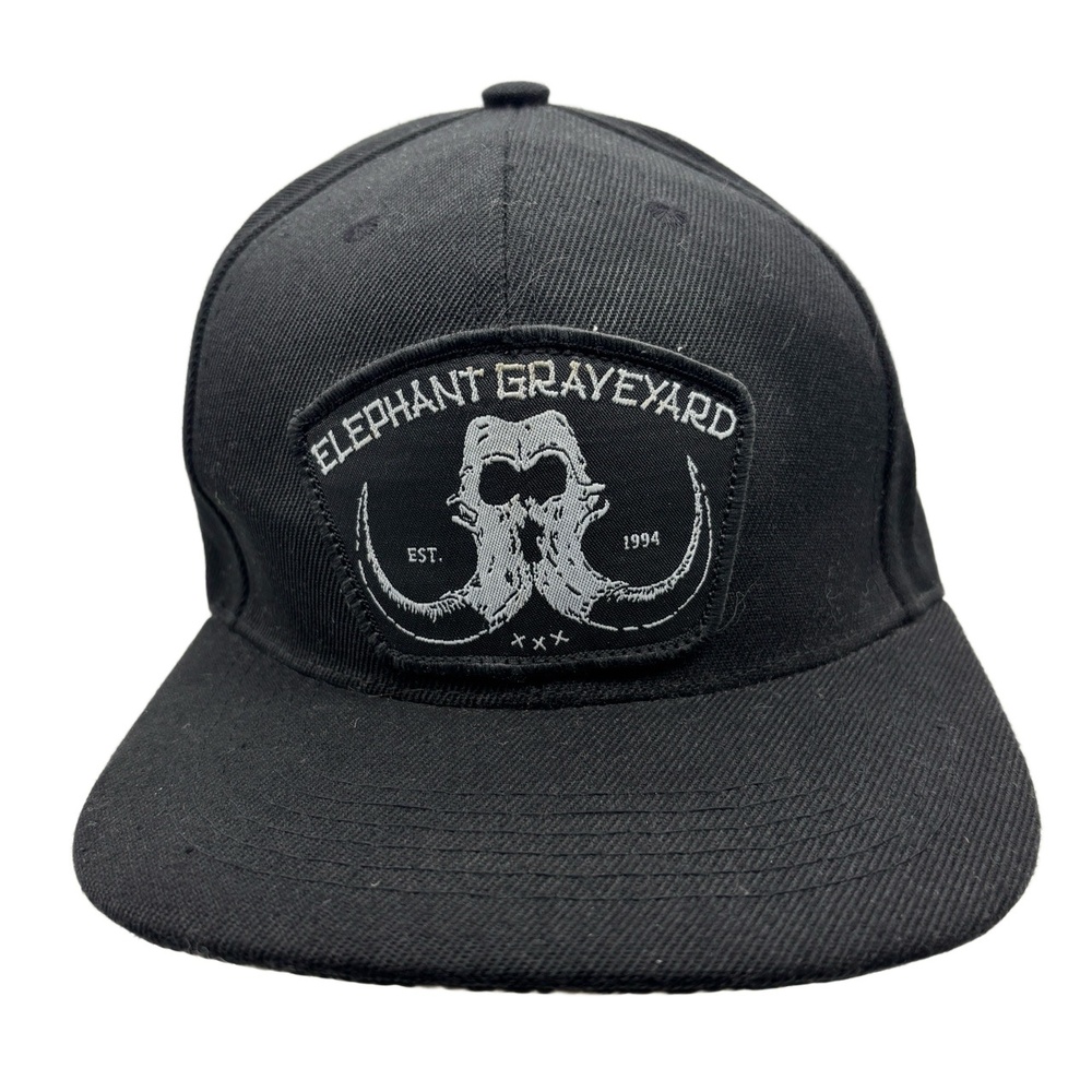 Whosits and Whatsits Elephant Graveyard  Hat Black Graphic Cap Tribal Brim
